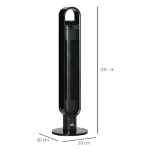 HOMCOM Ventilateur colonne tour oscillant 60 W ultra silencieux télécommande incluse minuterie 3 modes 3 vitesses Ø 28 x 100 cm noir