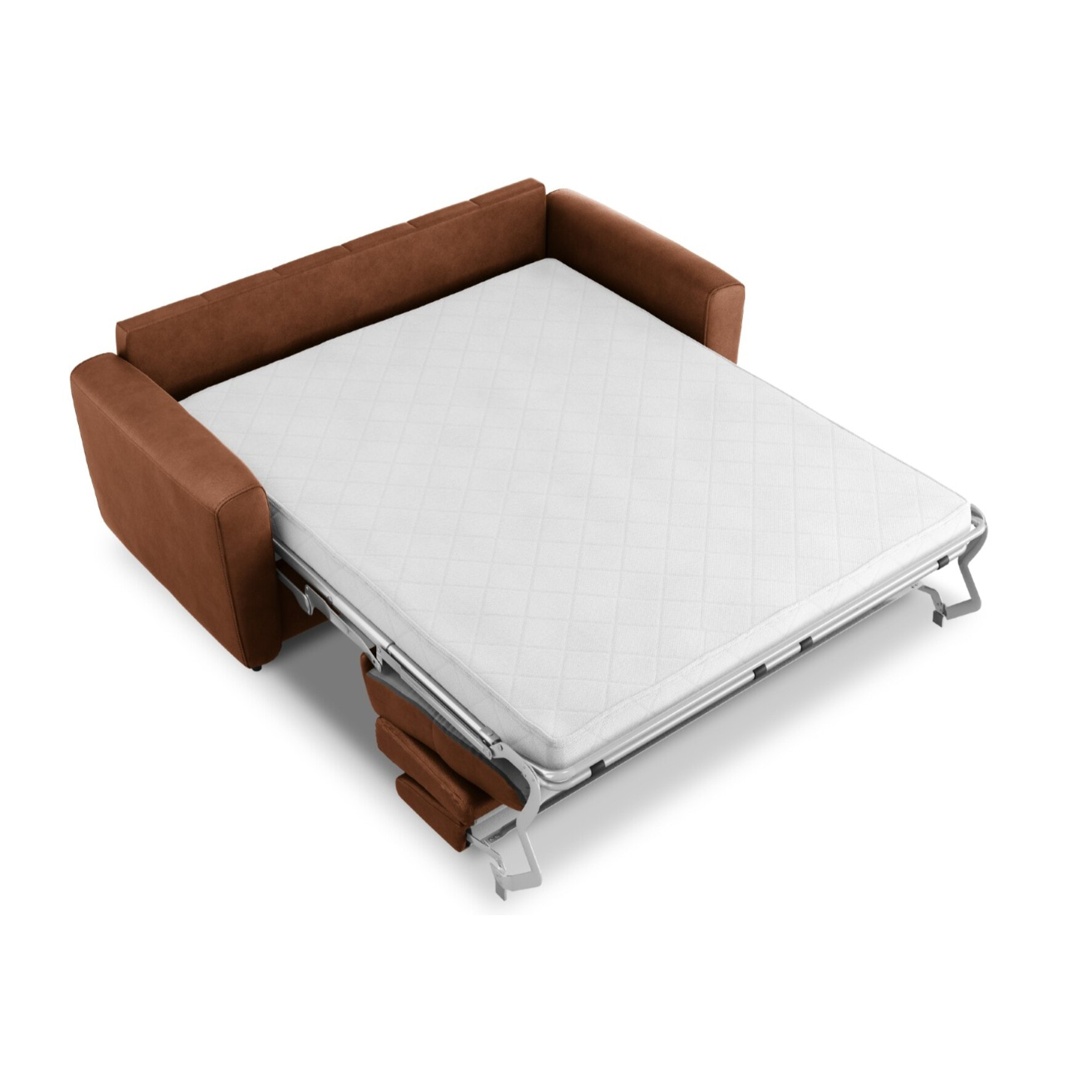 Canapé convertible "Audra" 3 places en cuir véritable marron