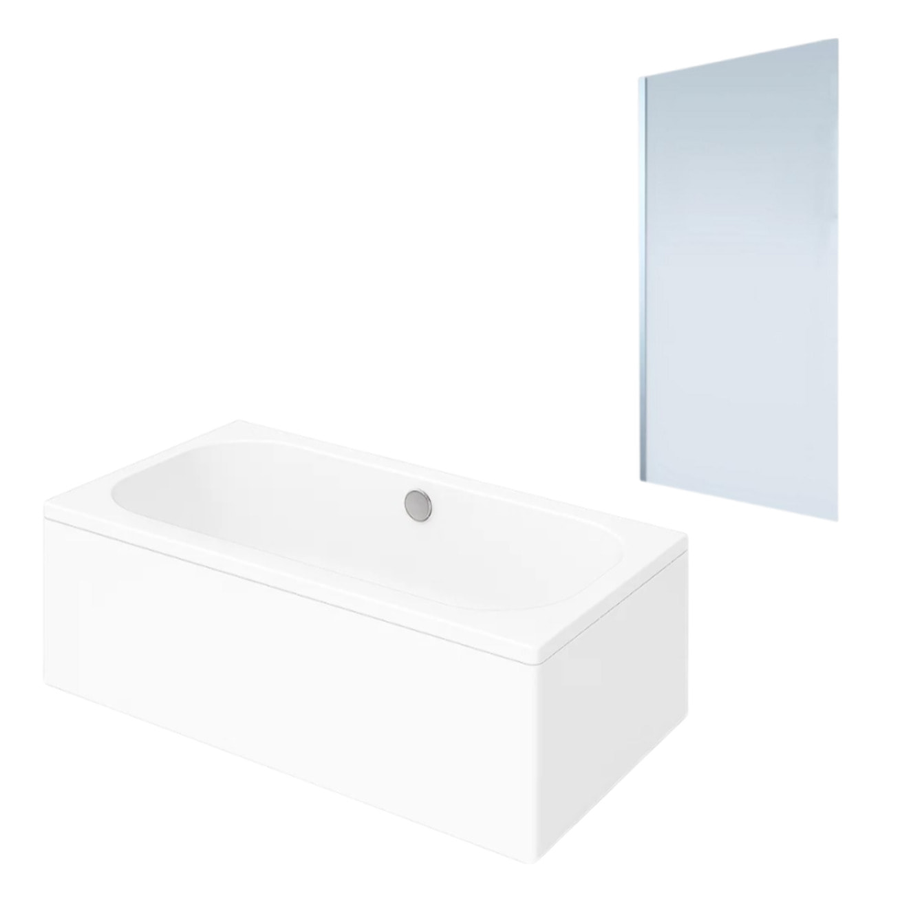 Baignoire droite Oberon quaryl 190 x 90 cm  + Pare bain gauche AURYS Mist 1 chromé