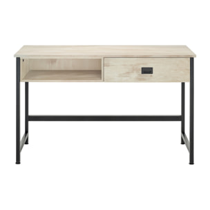 Otari - Scrivania in stile industrial bleach con cassetto e vano a giorno, 110x50xH76 cm