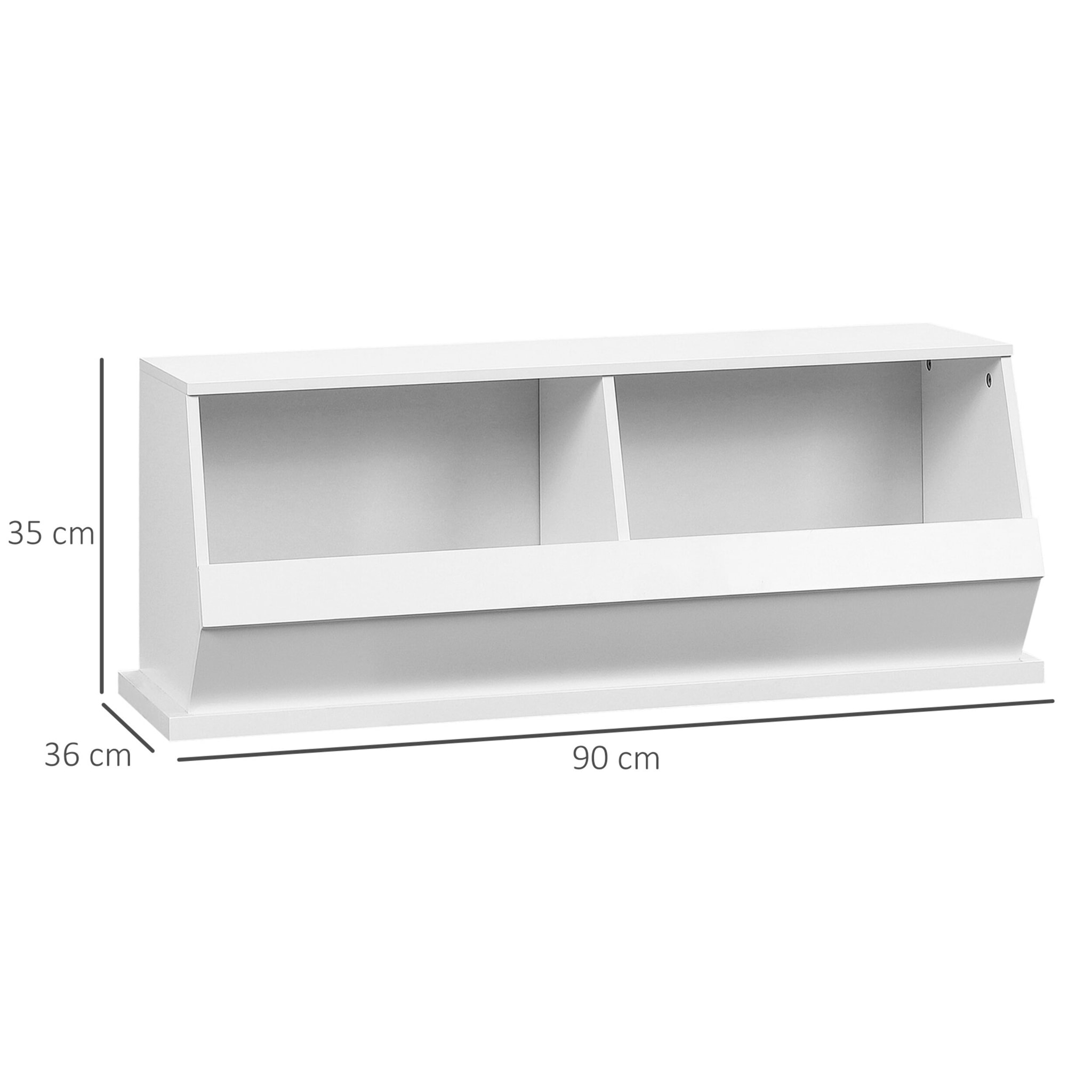 Meuble de rangement 2 casiers - dim. 90L x 36l x 35H cm - MDF blanc
