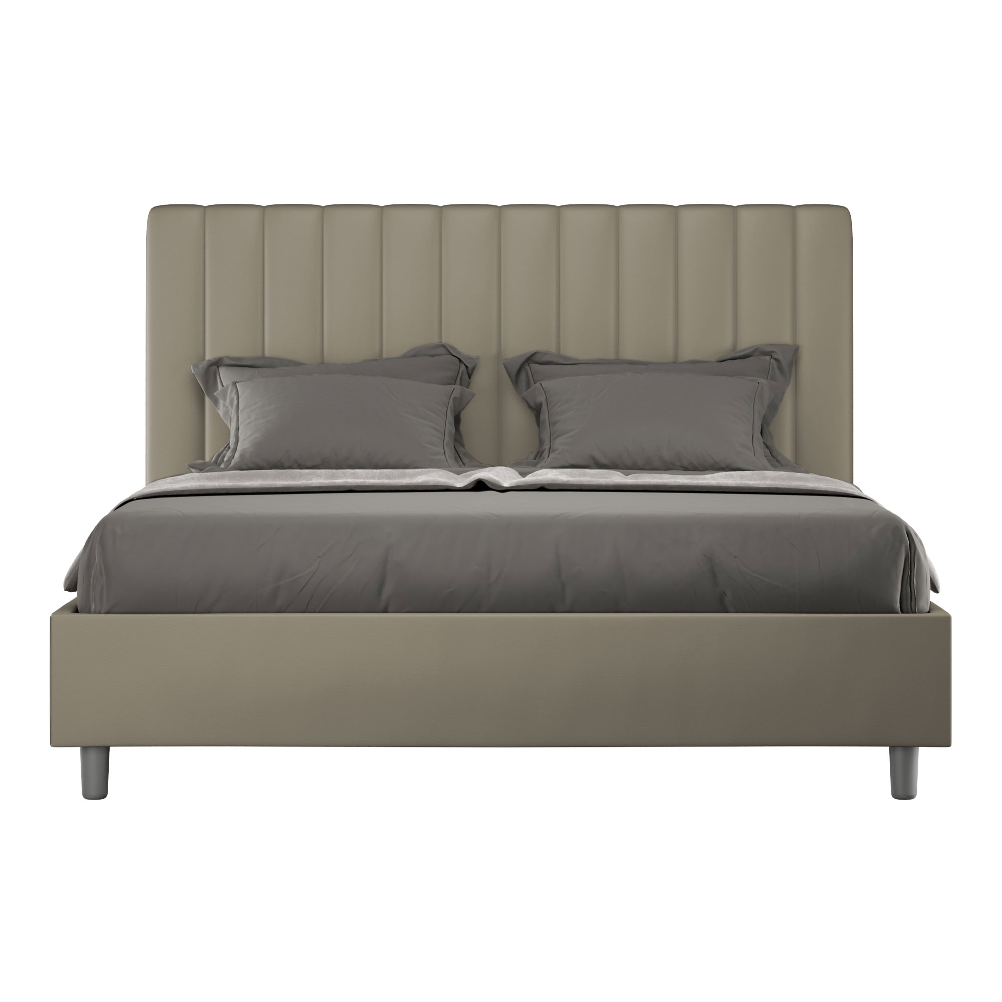 Letto matrimoniale senza rete imbottito 160x200 similpelle cappuccino Agueda