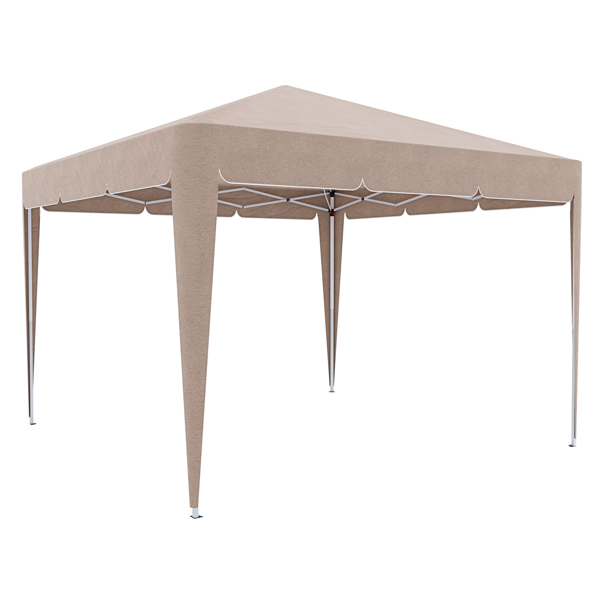 Gazebo Pieghevole Impermeabile 3 x 3 M Giardino Con 4 Sacche Pesi Sacca Trasporto Chiusura Fisarmonica Struttura Acciaio Copertura 160 gr/m² Tortora
