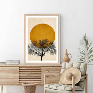 Affiche dessin ""arbre et sérénité"" Affiche sous cadre bois