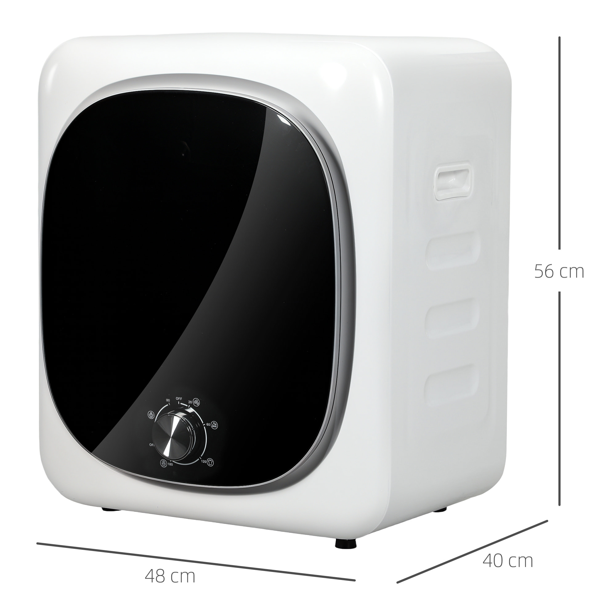 Secadora de Evacuación 4 KG, Secadora de Ropa 800W, Función Antiarrugas, Función Esterilizar, 5 Programas, Carga Frontal, Fácil de planchar, Tambor Inox, Blanco