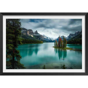 Affiche paysage du Canada, Lac de Banff Affiche + cadre en bois - Noir