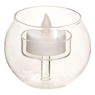 Bougie LED ronde Bola D.8cm verre transparent