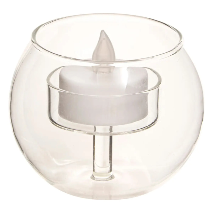 Bougie LED ronde Bola D.8cm verre transparent
