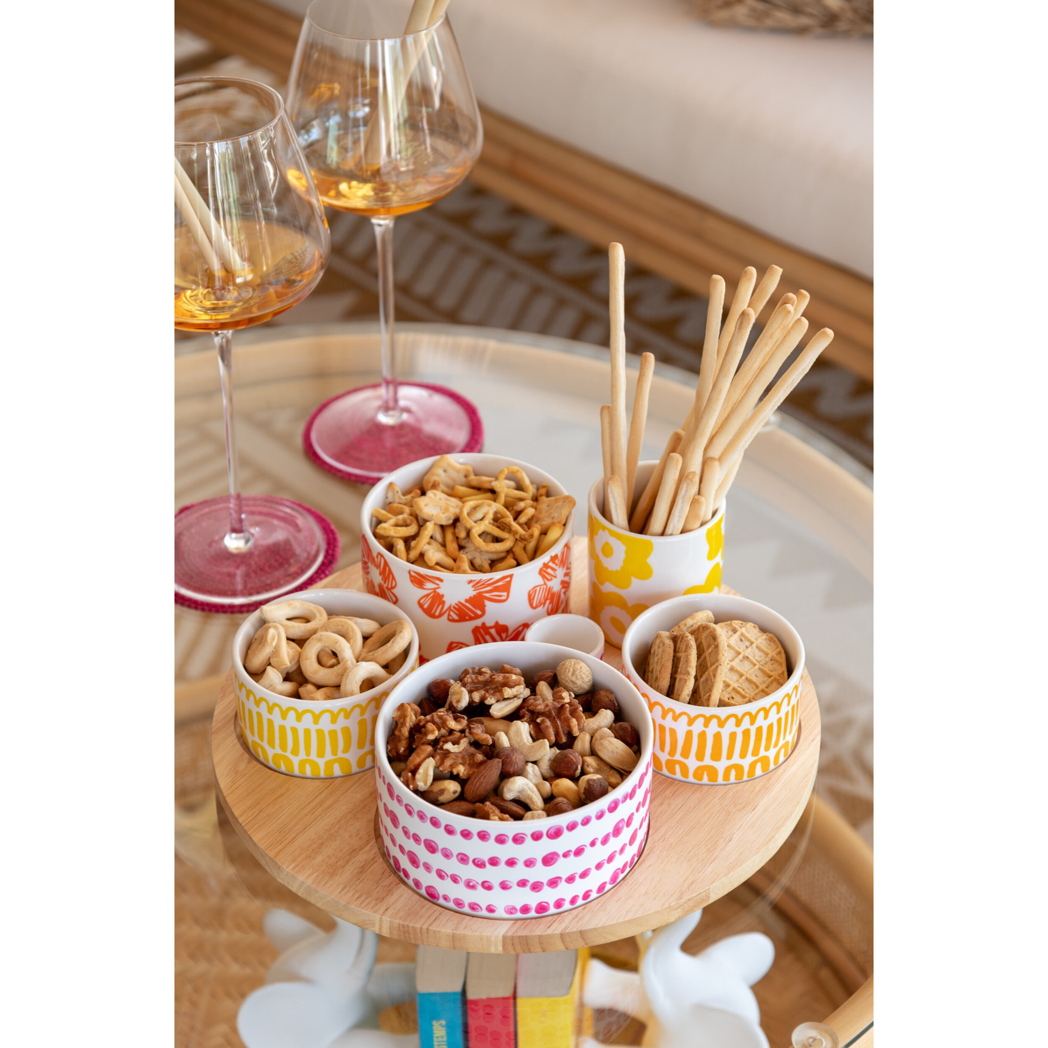 J-Line plat Apero + plateau 6 pièces - bambou/céramique - mix