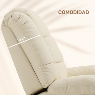 Sillón de Masaje, Sillón Relax Reclinable con 8 Puntos de Masaje, Mando a Distancia, Tapizado en PU, Reposapiés, Bolsillo Lateral, Butaca para Salón, Dormitorio, Crema