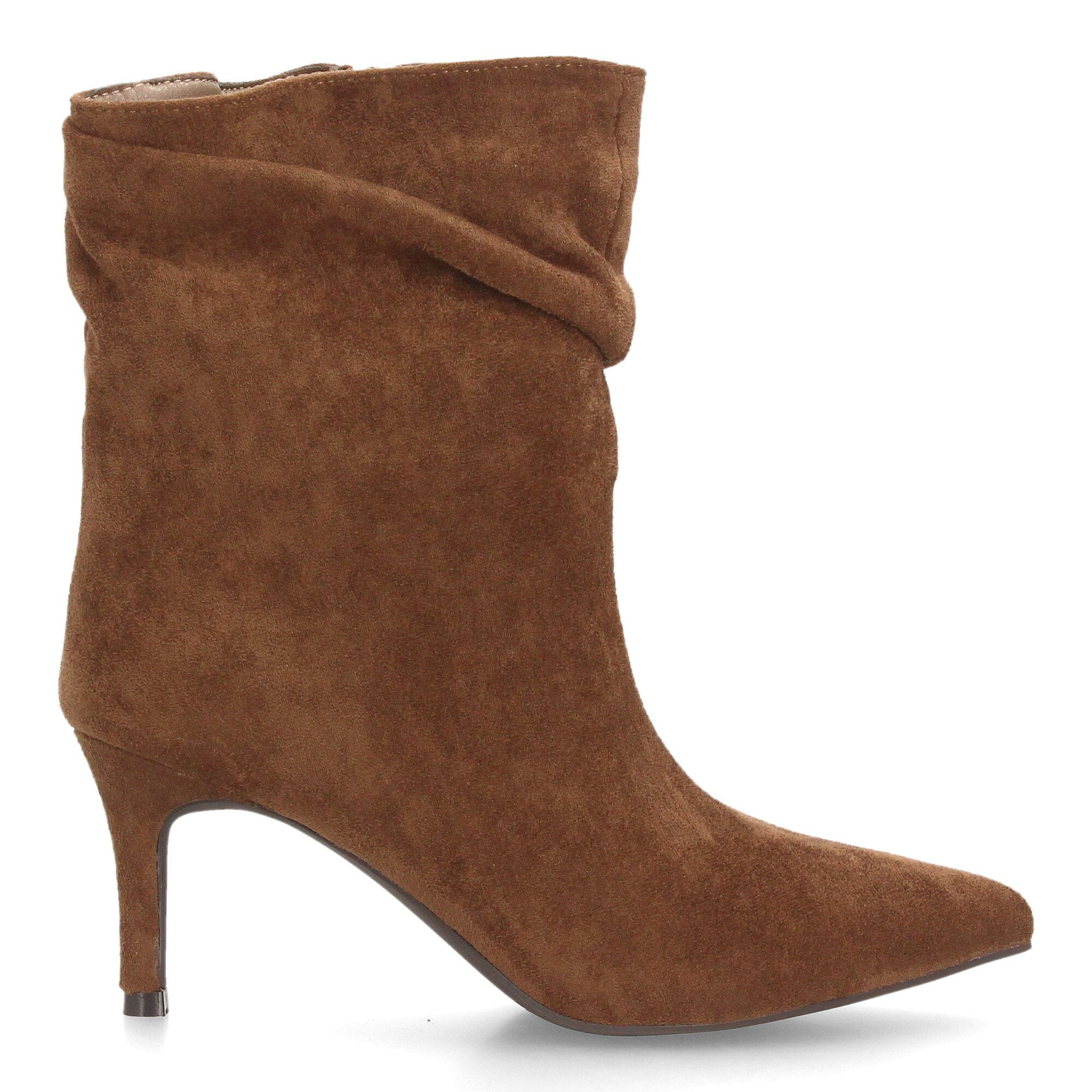 Botines de tacón fino con caña arrugada para mujer