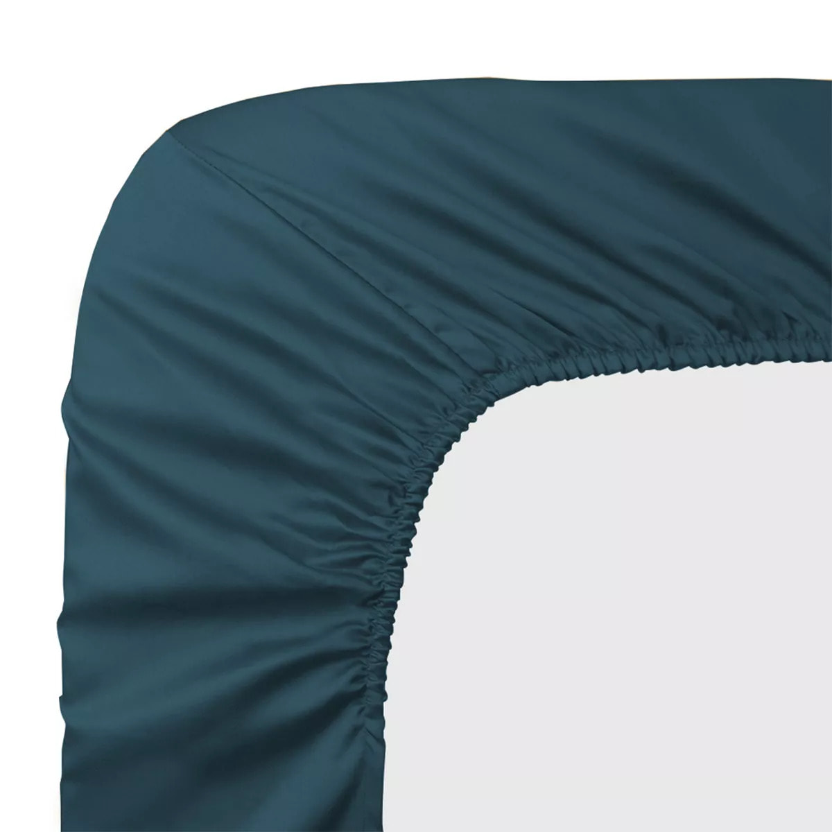 Drap housse b30 satin de coton uni bleu Ava uni bleu ardoise