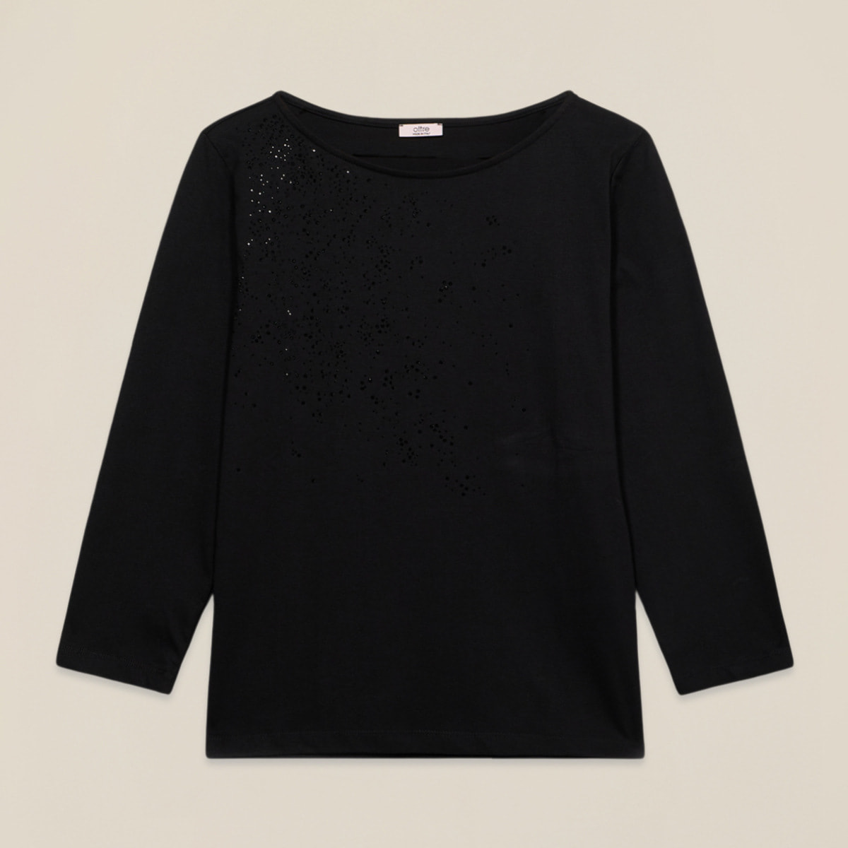 Oltre - Camiseta de algodón con aplicaciones - Negro