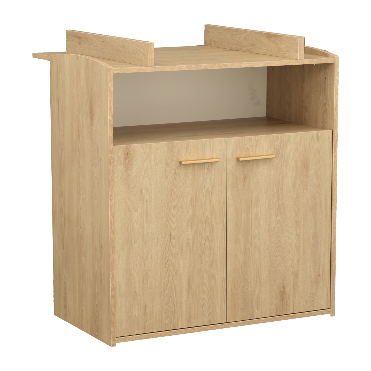 Commode à langer 2 portes et une niche décor bois hêtre