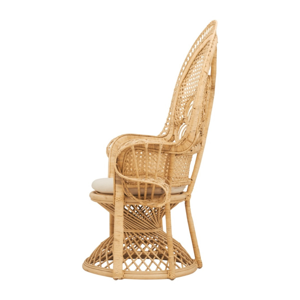 Fauteuil en rotin naturel et coussin blanc - Eloa