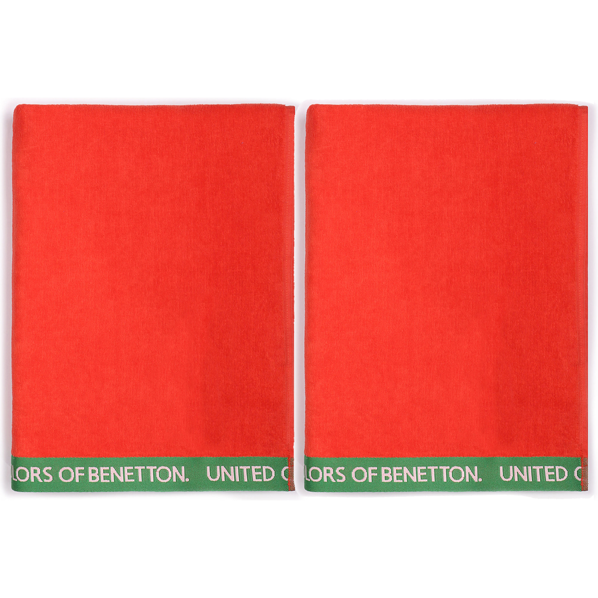 SET 2 TOALLA DE PLAYA 90X160CM 380GSM VELOUR 100%ALGODON ROJO  BENETTON