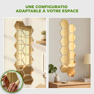 12 stickers miroirs hexagones or - 20x17cm