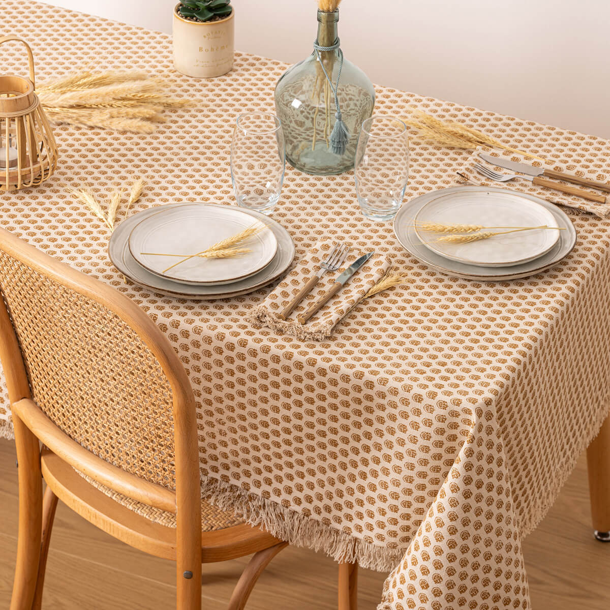 Nappe imprimée "Indie" 150x250cm beige
