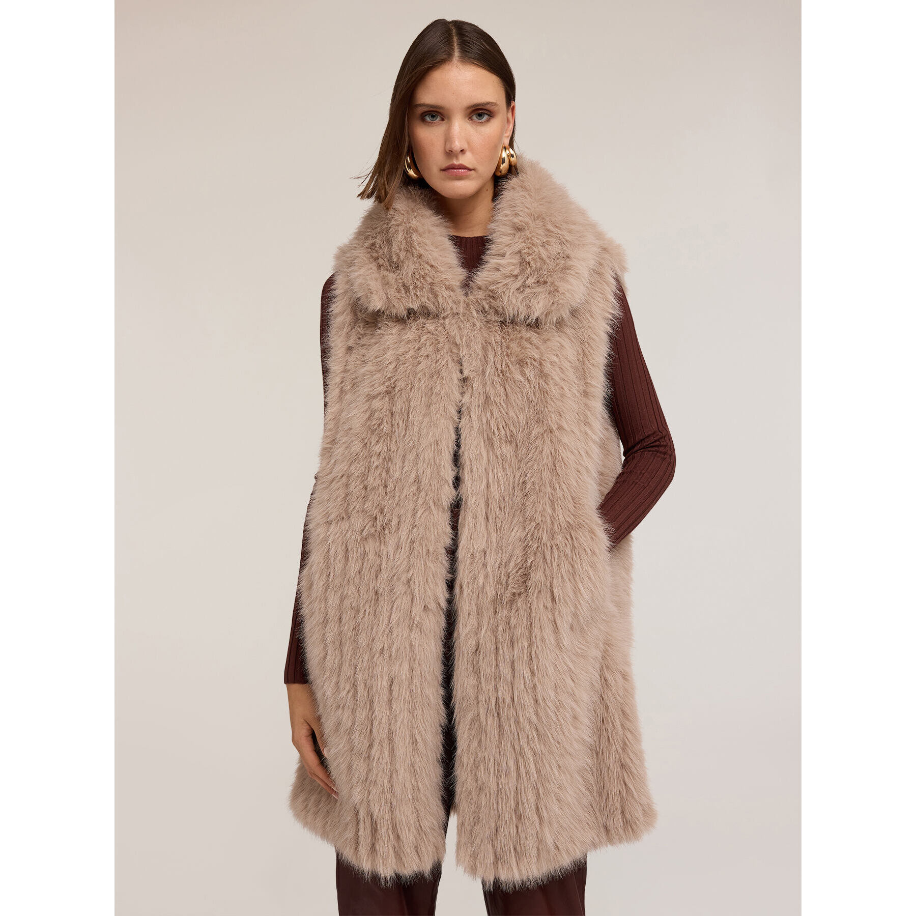 Motivi - Gilet effetto teddy con ampio collo - Beige
