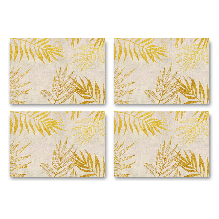 Set de 4 individuales de vinilo CERAMIKO, Ramas doradas 4u-30x45 cm