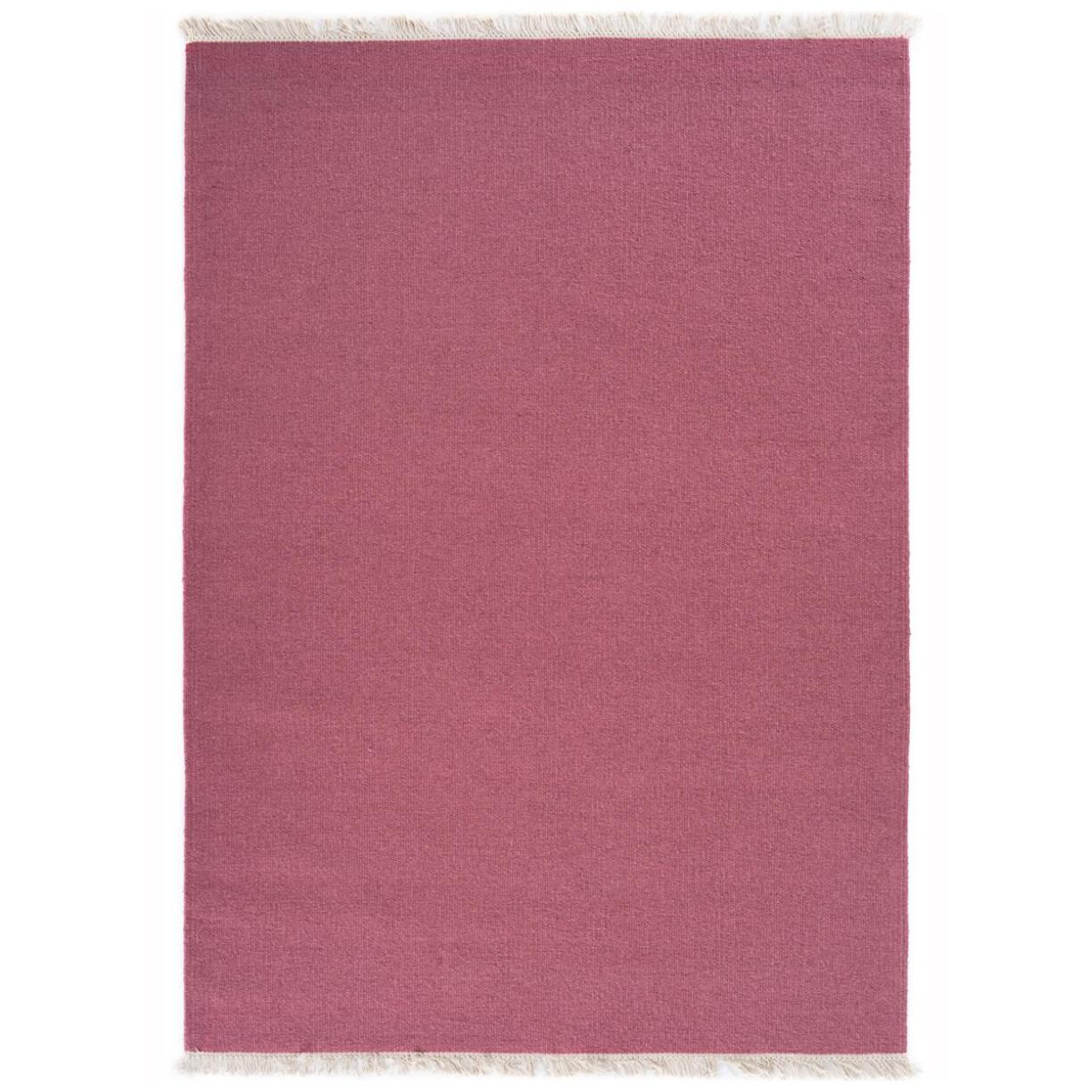 Tapis Kilim tissé à la main en laine uni rose