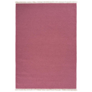 Tapis Kilim tissé à la main en laine uni rose