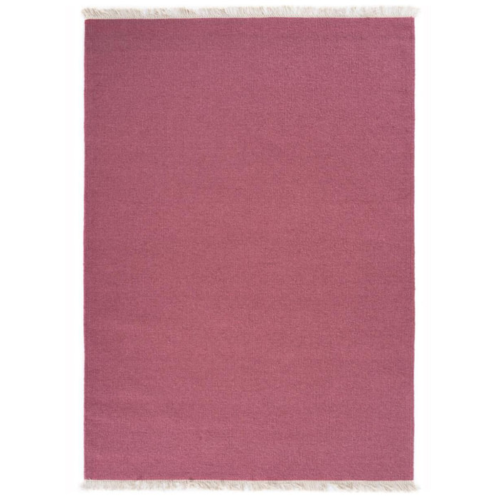 Tapis Kilim tissé à la main en laine uni rose