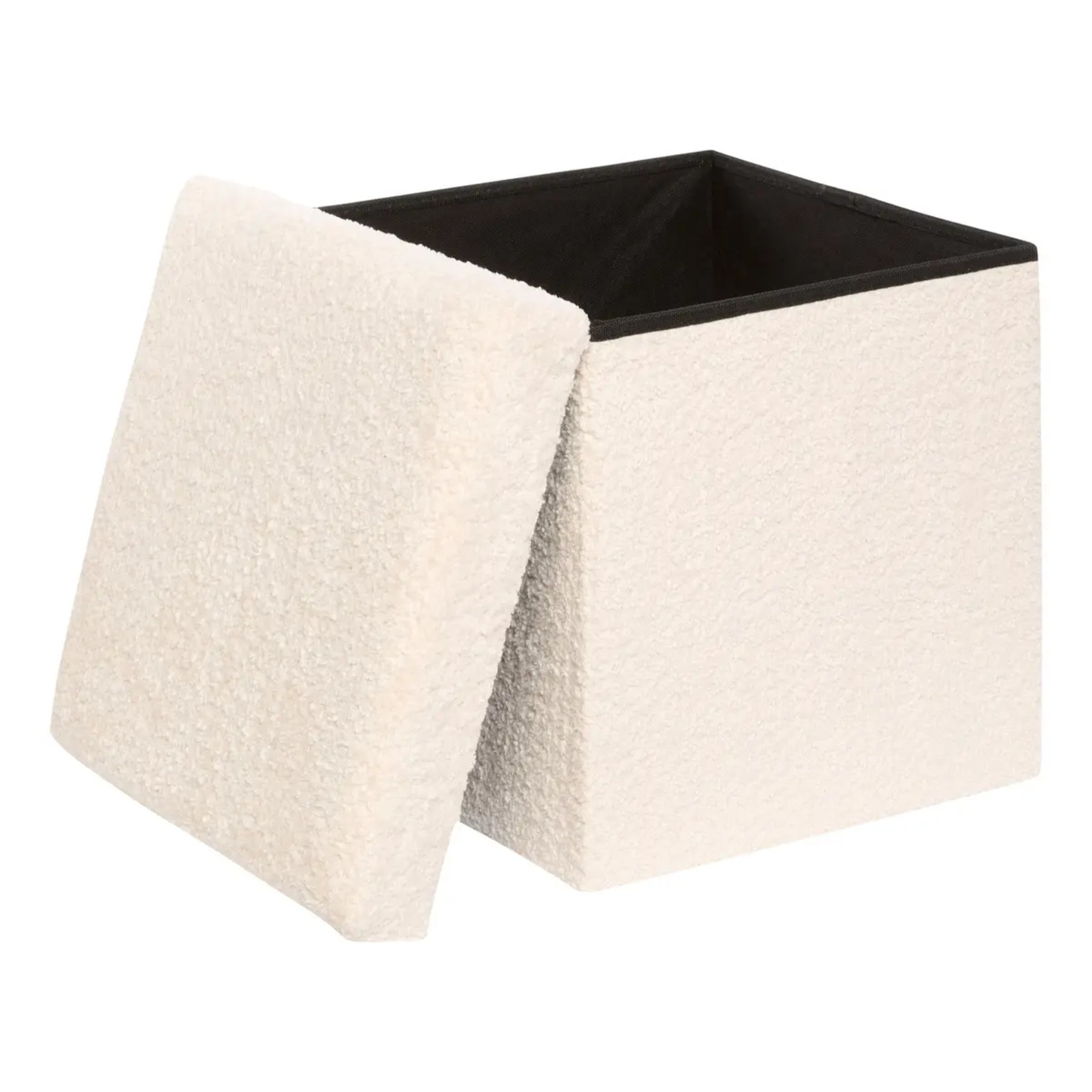 Pouf Pliable Coffre Soana en bouclette Ivoire 38x38cm