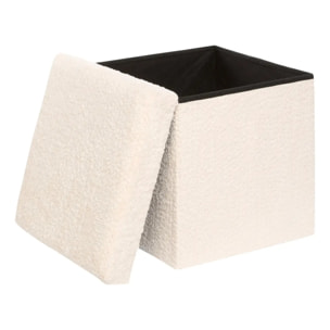 Pouf Pliable Coffre Soana en bouclette Ivoire 38x38cm