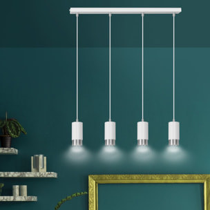 Lampada a sospensione FUMIKO in acciaio bianco e cromo