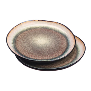 Plateau de service IRIS Ø32cm - 2 pièces - Marron sauvage