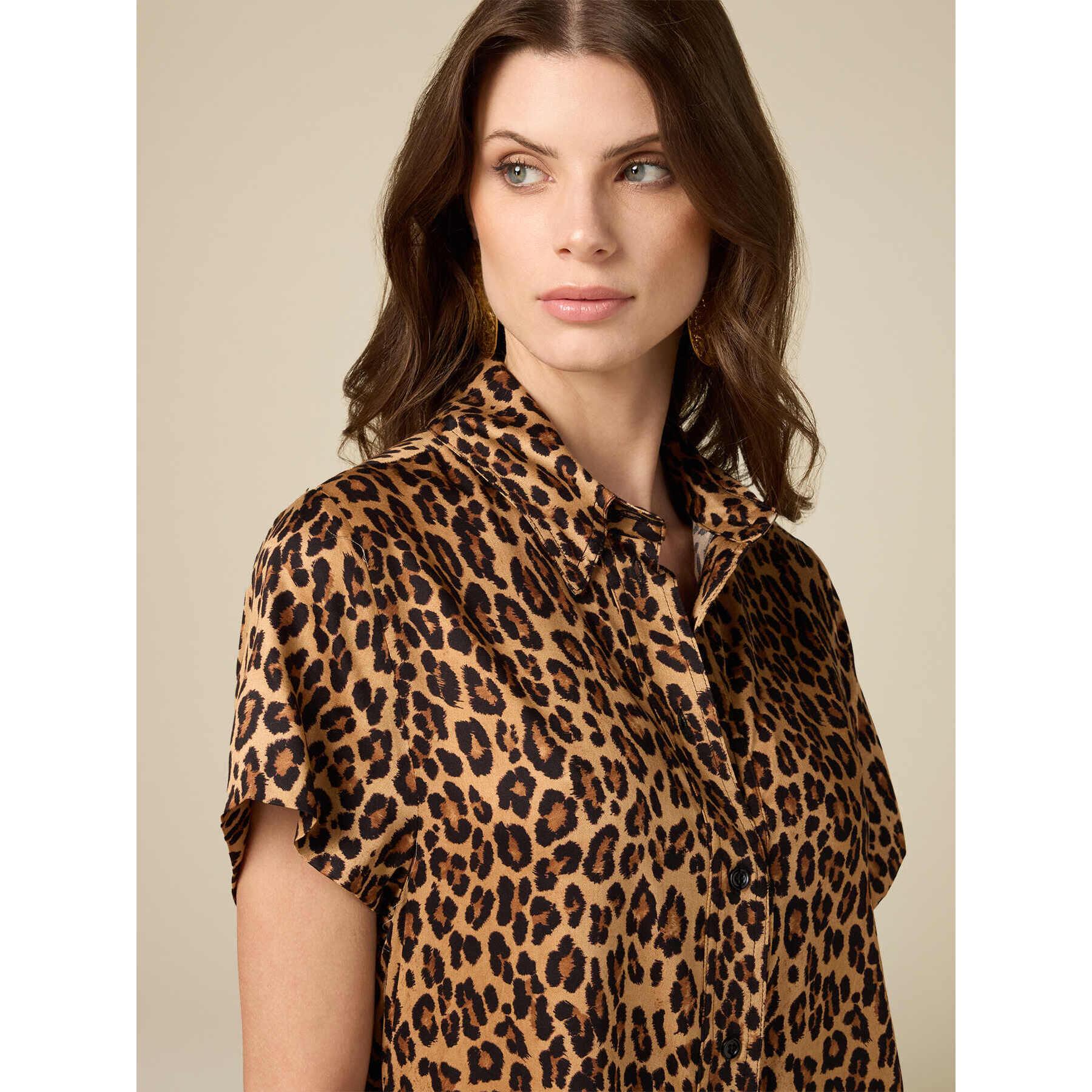 Oltre - Camisa animalier de viscosa - Marrón