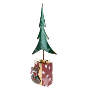 Albero natale artificiale con Pacco Dono - Pezzi 1 - Colore Rosso - 31x80Hx12,7cm - Bianchi Dino