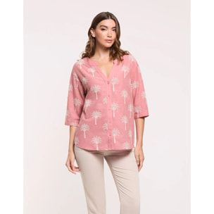 Camisa Estampado Bordado Rosa - Australis
