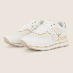 Sneaker glitter con inserti snake e soletta in Memory Foam