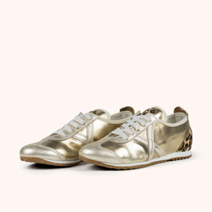 Zapatilla Retro Metalizada Oro y Animal Print MUNICH OSAKA 589