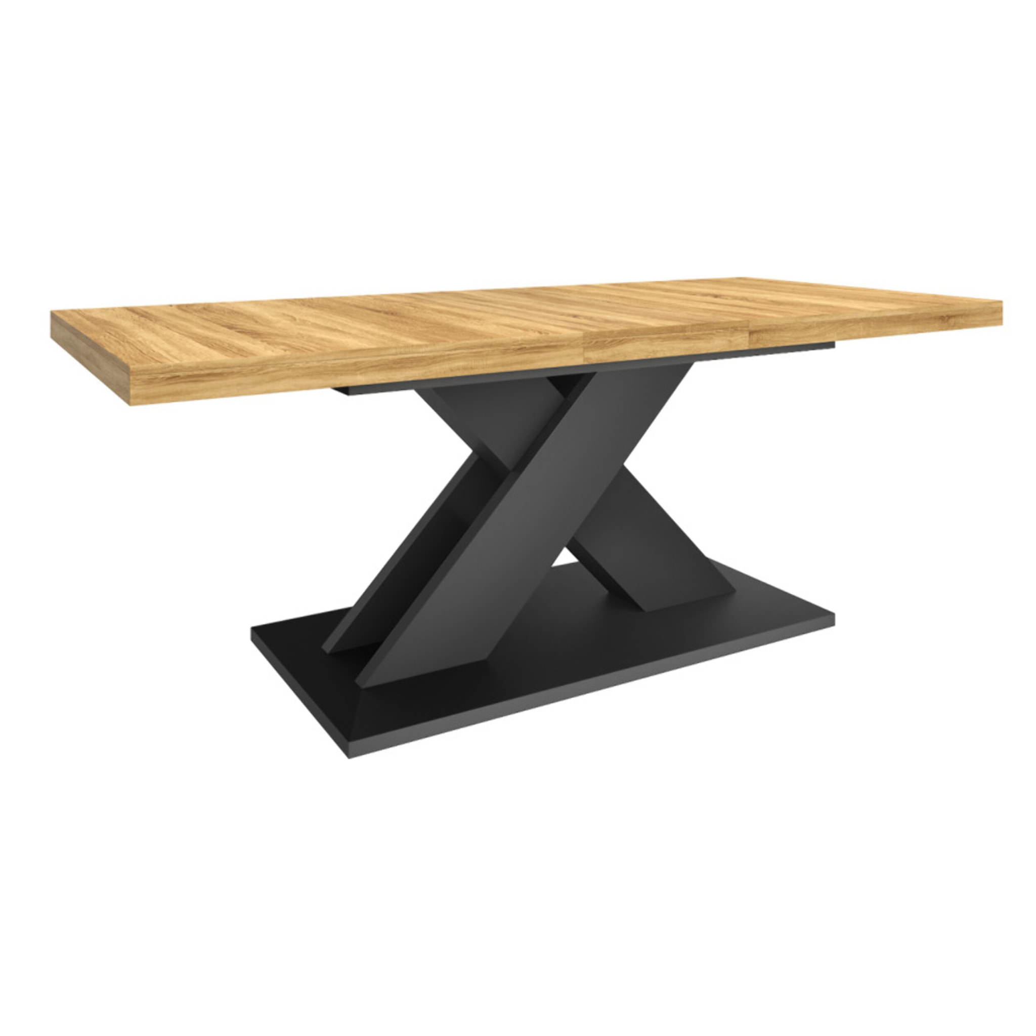 Table à manger extensible Alexia bois et noir 160-200cm