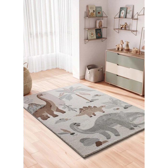 BEATS Alfombra infantil de dinosaurios en color blanco.