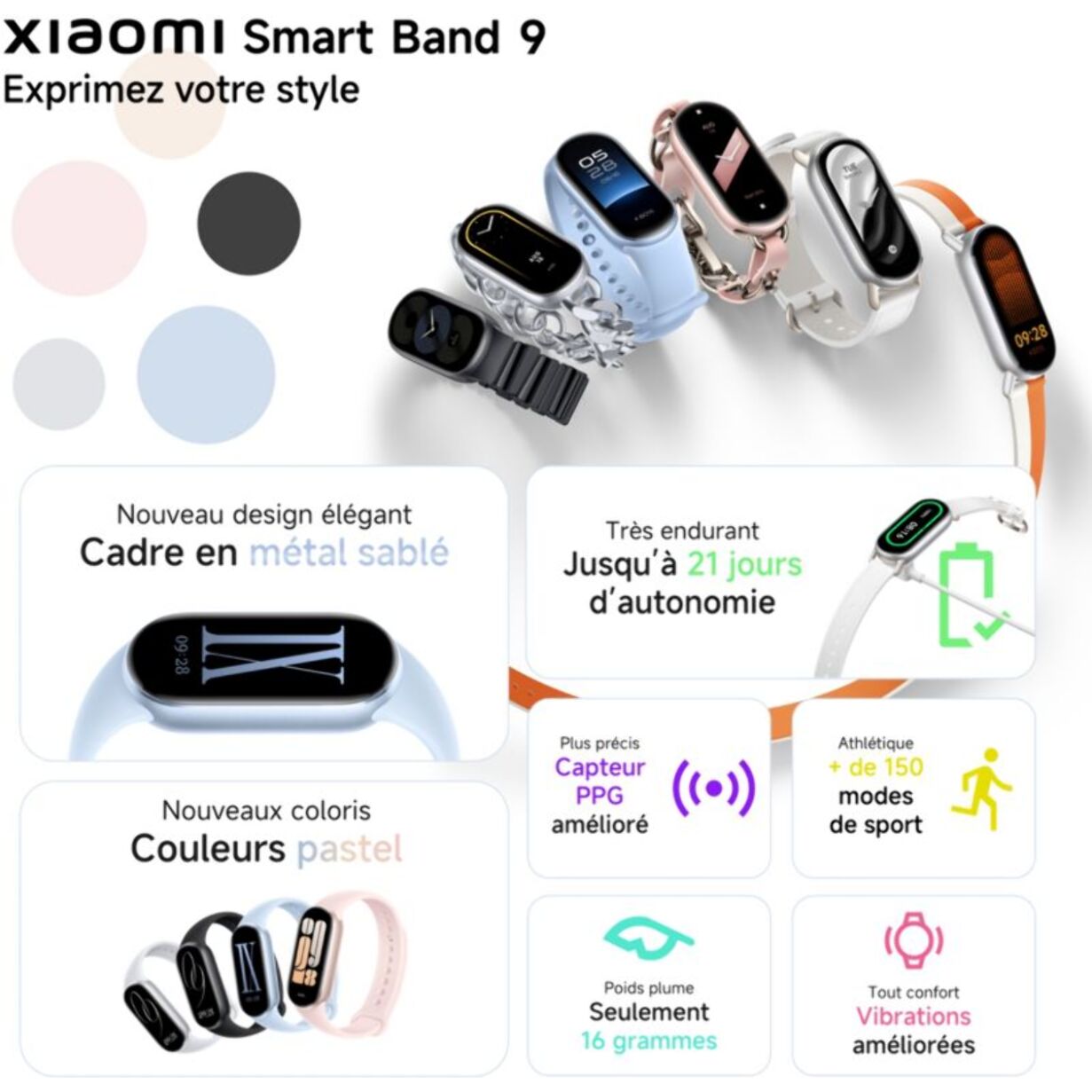 Montre connectée XIAOMI Smart Band 9 Noir Minuit