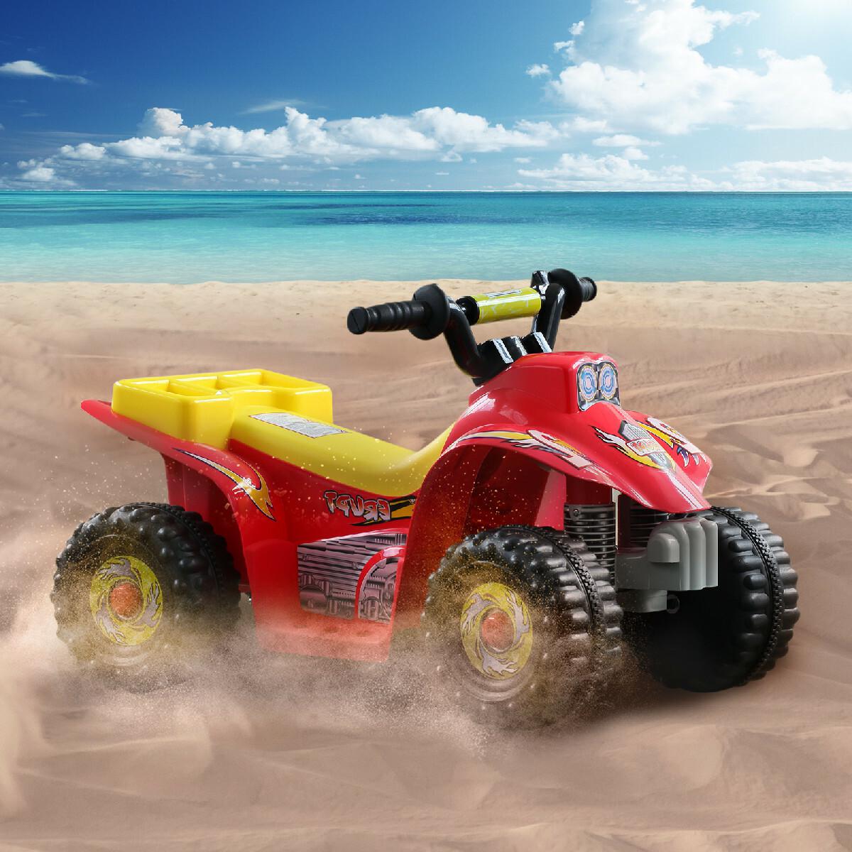 Voiture 4x4 quad électrique multifonctions 65L x 43l x 43H cm enfants +3 ans rouge et jaune