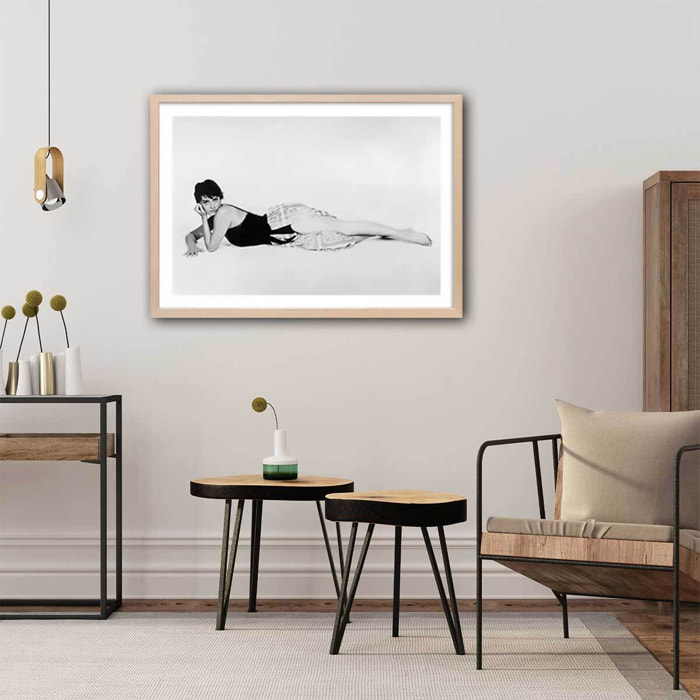 Affiche photo iconiques - Sophia Loren -La péniche du bonheur, 1958 Affiche + cadre en bois - Chêne