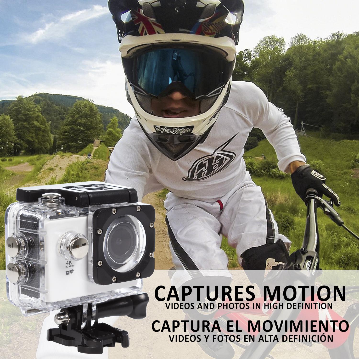 Fotocamera sportiva Garrix 4K con WIFI, batteria da 900 mAh e impermeabile fino a 30 m con custodia impermeabile.