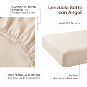 Lenzuolo sotto con angoli in flanella - Crema