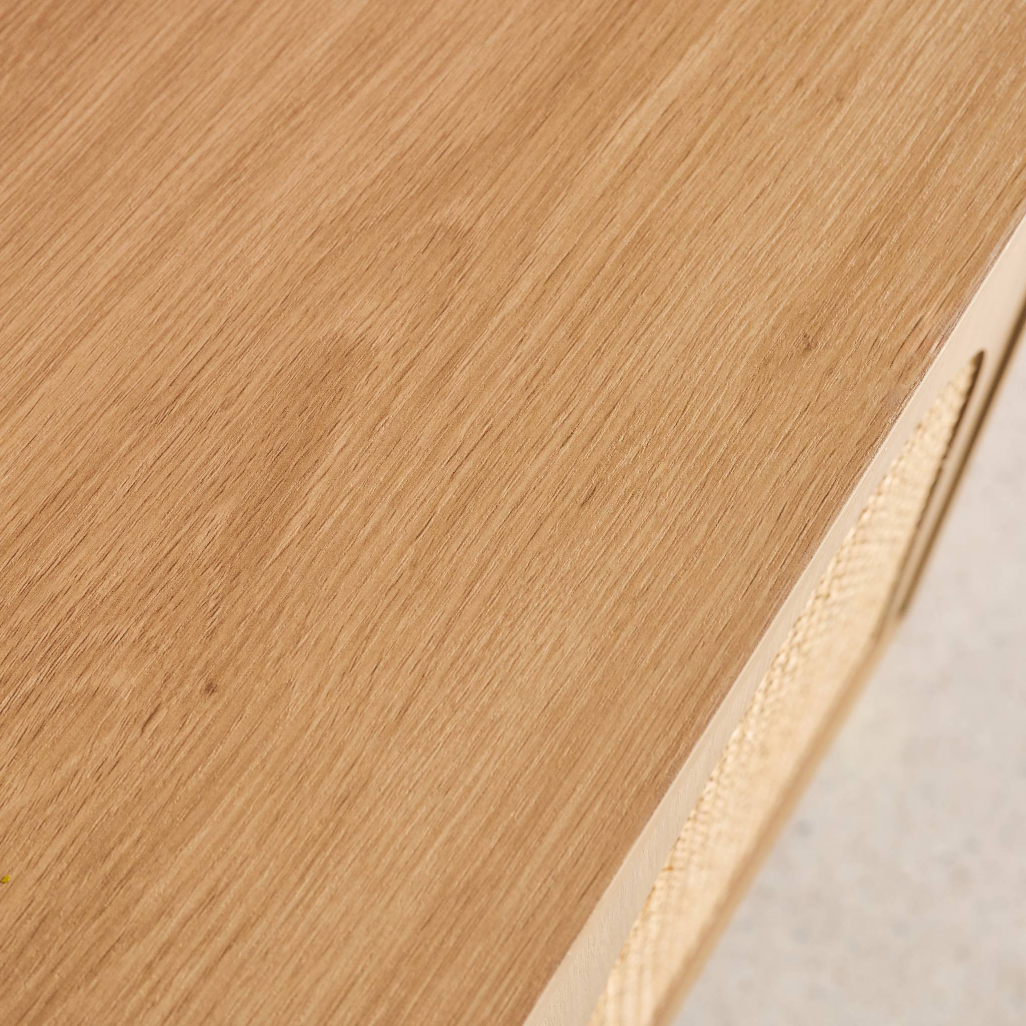 Buffet décor bois et cannage 3 portes teinte naturelle 120 x 40 x 75 cm - Judith