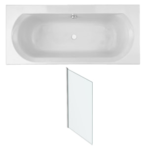 Pack baignoire Elise + pare bain chromé + vidage