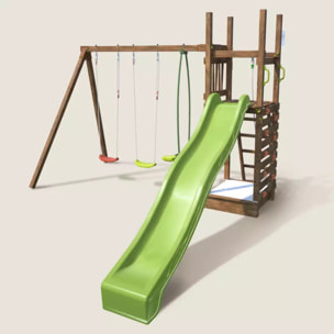 Aire de jeux pour enfant avec portique et mur d'escalade - HAPPY Swing & Climbing 150