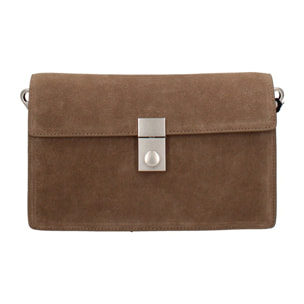 Borsa a tracolla da donna Made in Italy - Celeste Prime - Pelle scamosciata - 24.0 x 15.0 x 7.0 cm