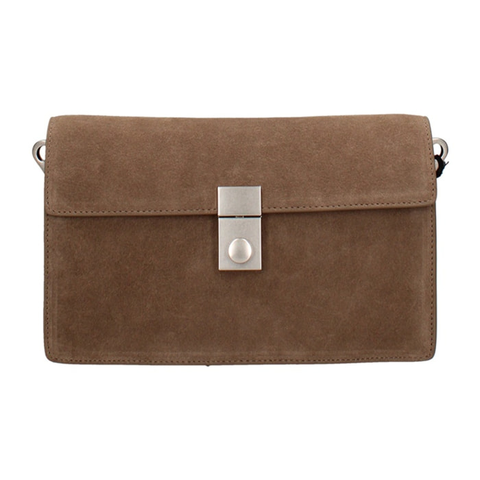 Borsa a tracolla da donna Made in Italy - Celeste Prime - Pelle scamosciata - 24.0 x 15.0 x 7.0 cm