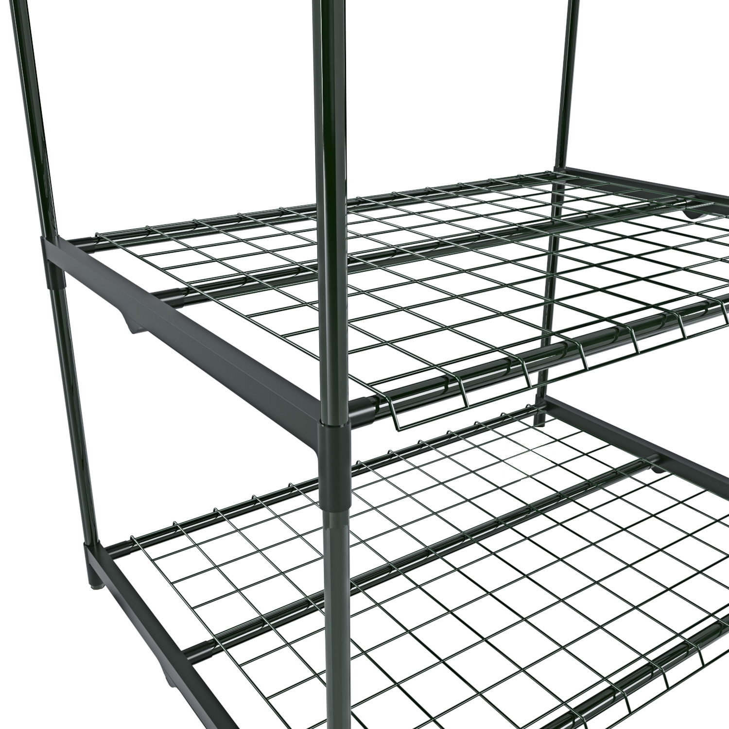 Serra A 2 Ripiani Da Giardino Per Orto Telaio In Acciaio Verniciato Telo PVC Trasparente Porta Avvolgibile Apertura A Cerniera Con ruote 69x49x125 Cm