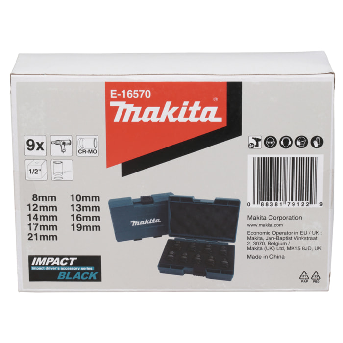 Coffret de 9 douilles IMPACT BLACK - MAKITA - E-16570 Article internet O/N : Oui